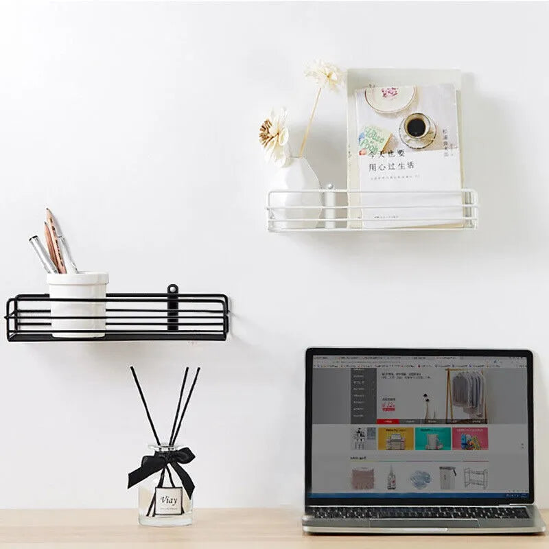 wall mounted multipurpose shelf with adhesive tapes by Metallics Home